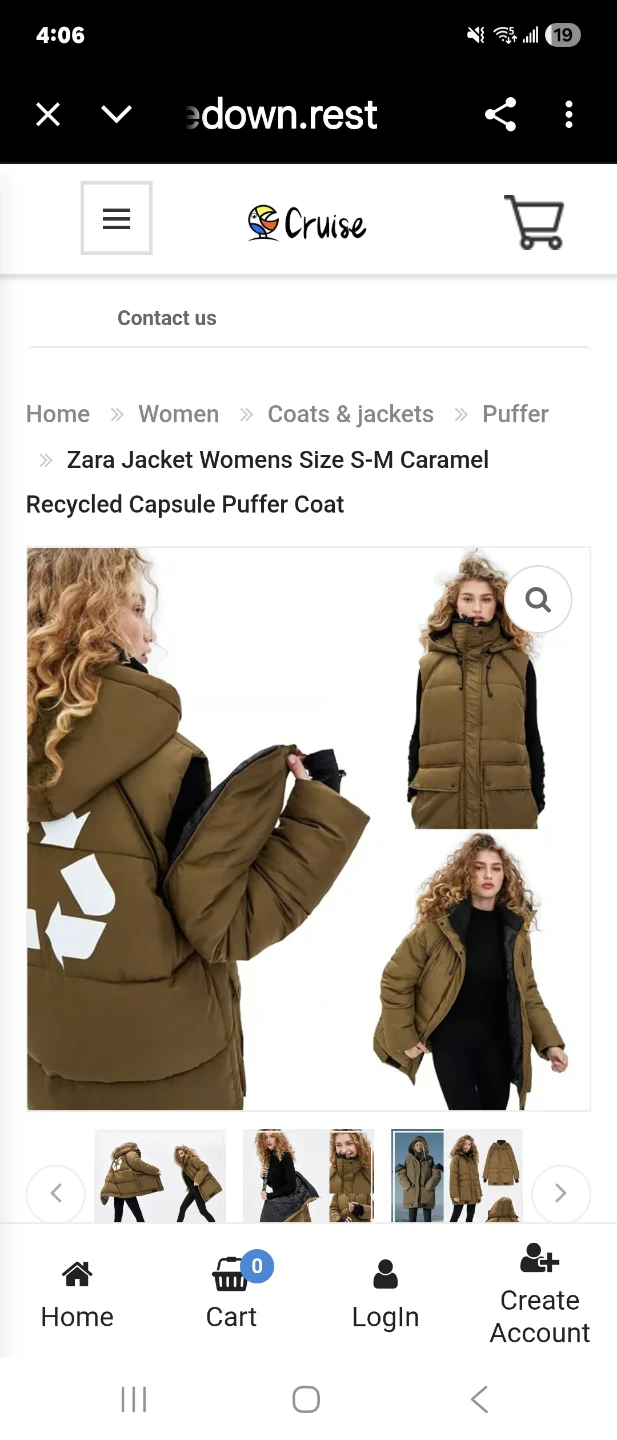 Zara Recycled Capsule Puffer Coat - Size S-M