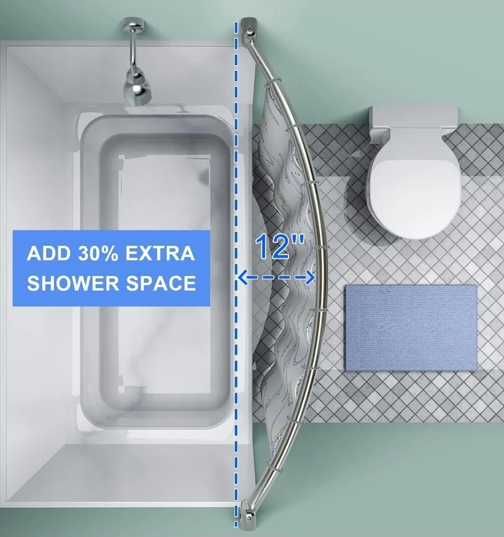 Curved Shower Curtain Rod, Adjustable 45-72 Inches - NEW image indicator(2)