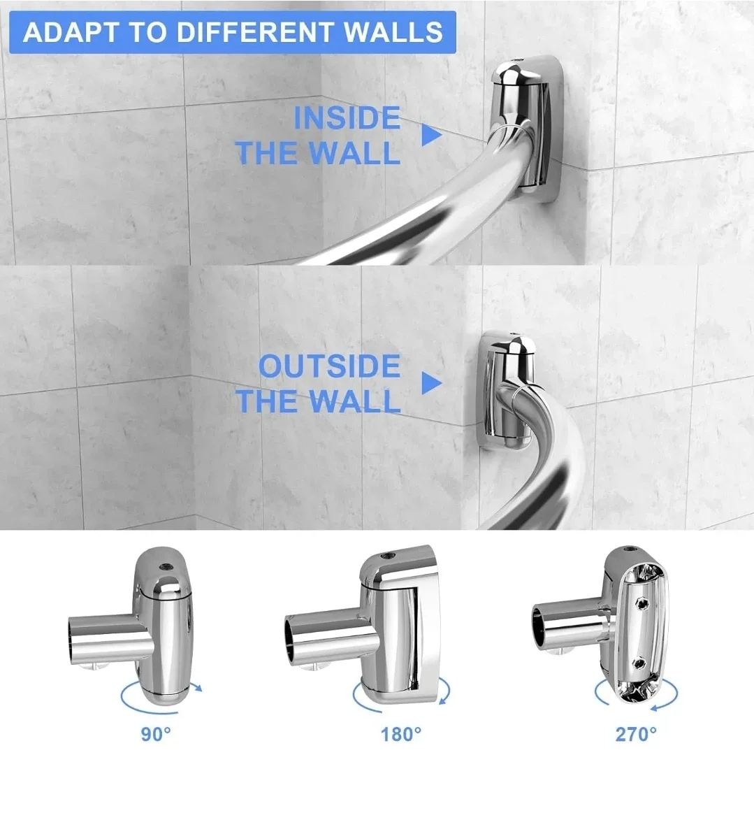 Curved Shower Curtain Rod, Adjustable 45-72 Inches - NEW image indicator(4)