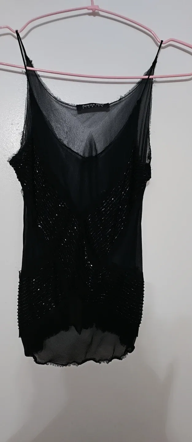 🫶🖤💫Patrizia Pepe Black Embellished Camisole image indicator(2)