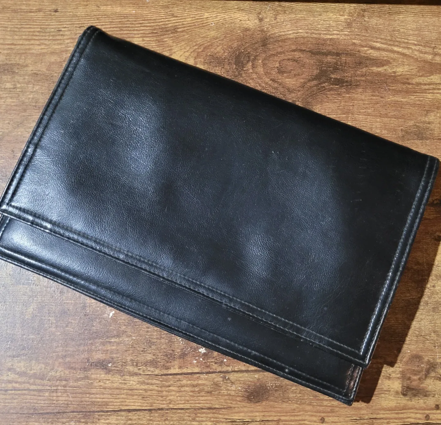 Black faux leather clutch purse thumbnail