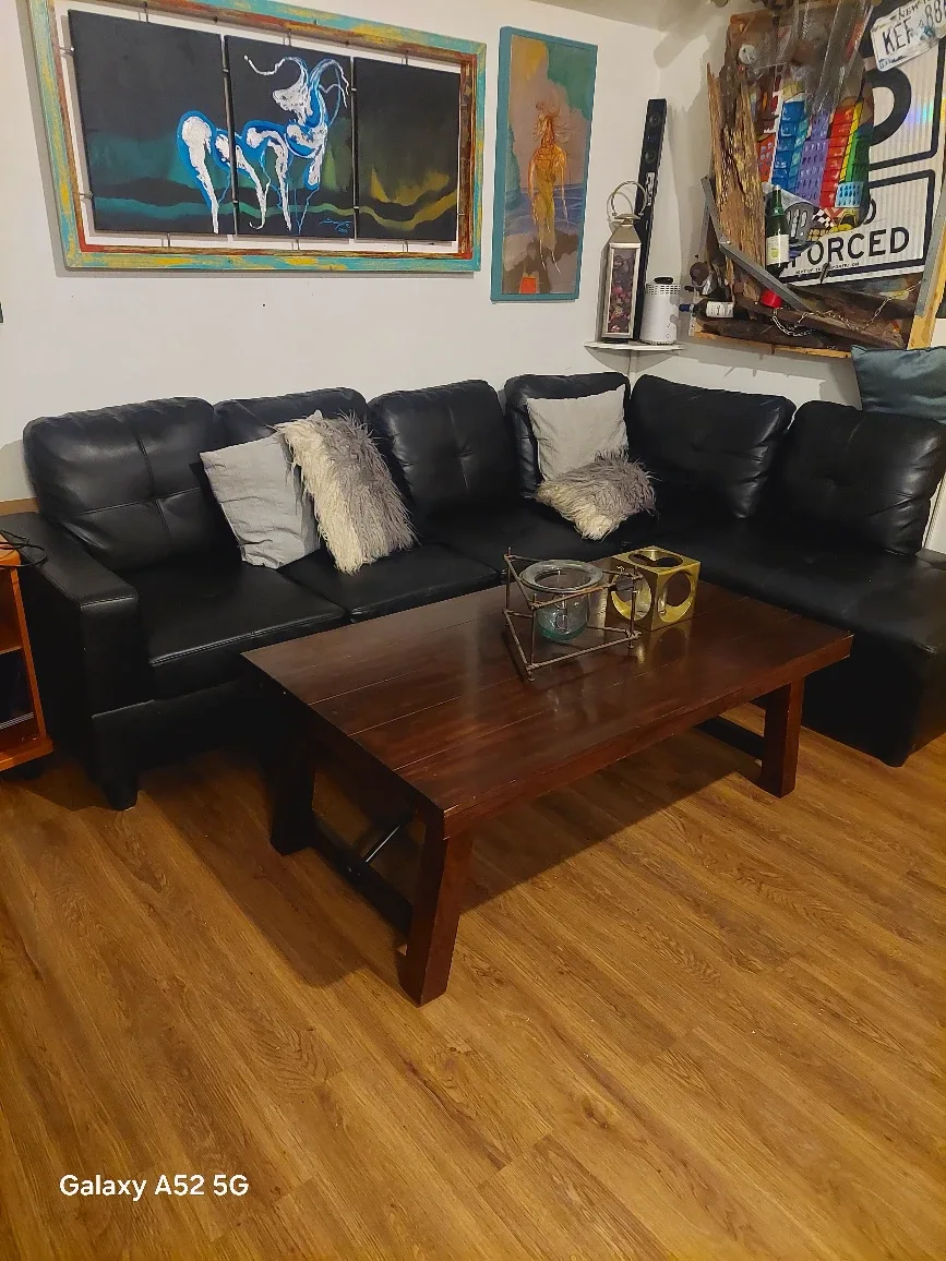 Black Leather Sectional Sofa
