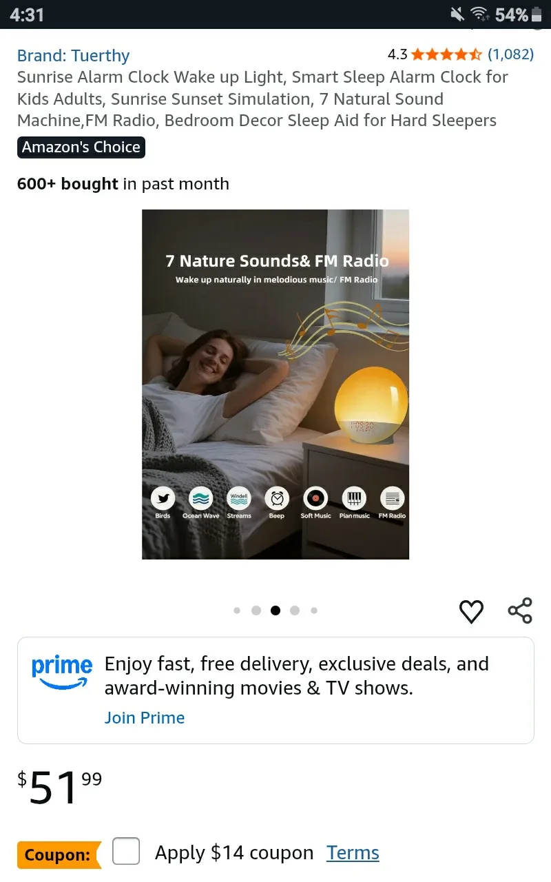 Wake Up Lamp w / Alarm Clock & Radio - Retails $51.99+Tx image indicator(7)