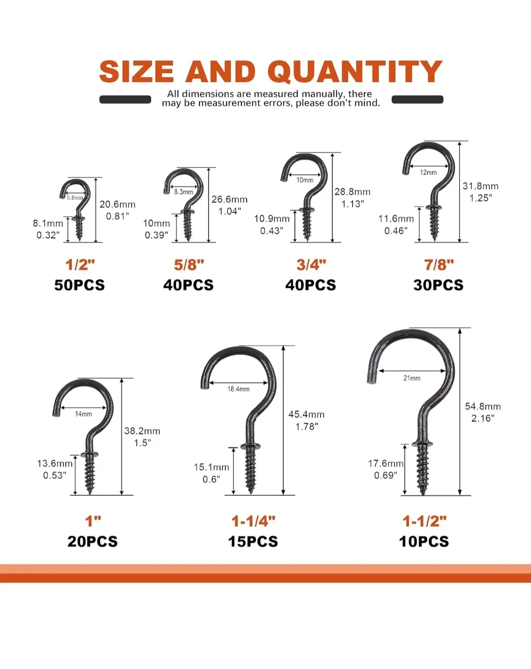 Tanstic 205 Pcs Ceiling Hooks Cup Hooks Assortment image indicator(2)