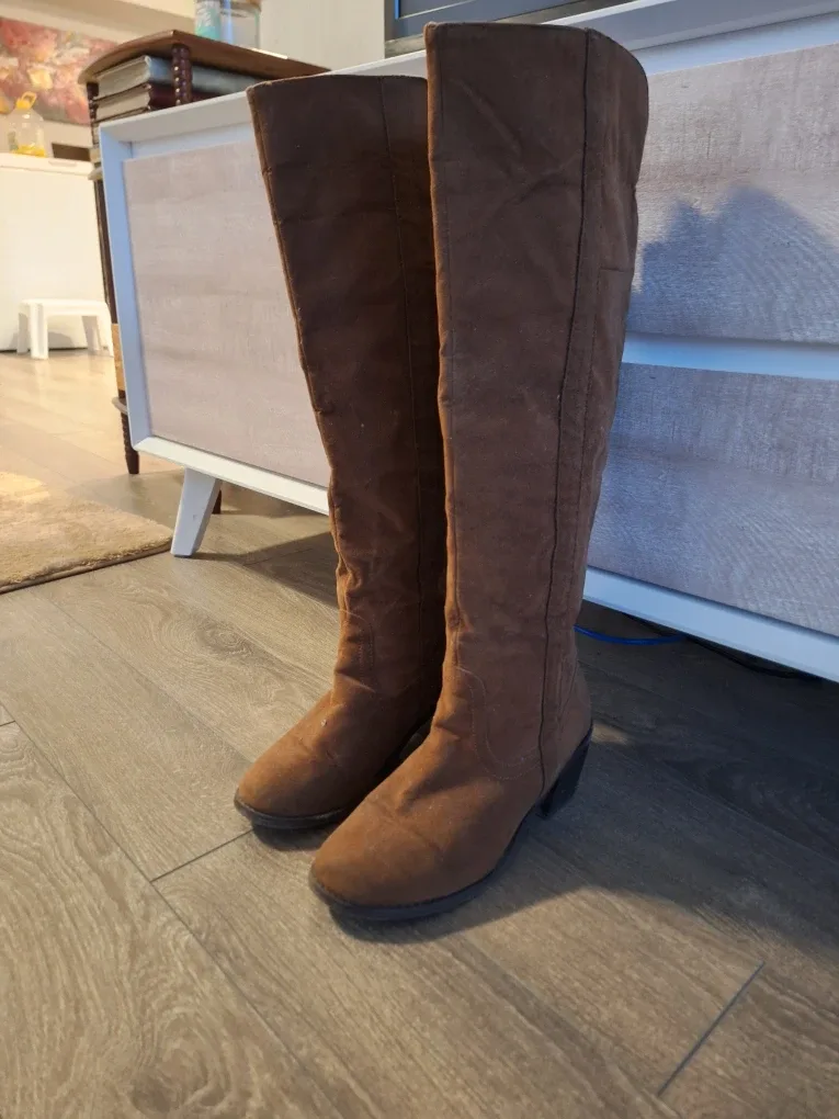 Brown Suede-Like Over-the-Knee Boots image indicator(3)