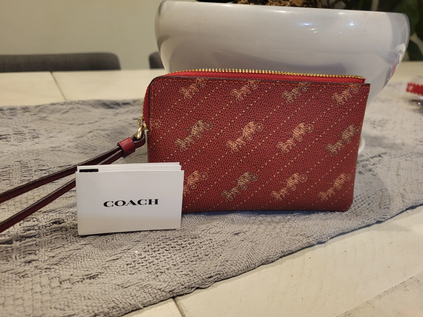 Coach Wristlet - Red Horse & Carriage Print - photo 2
