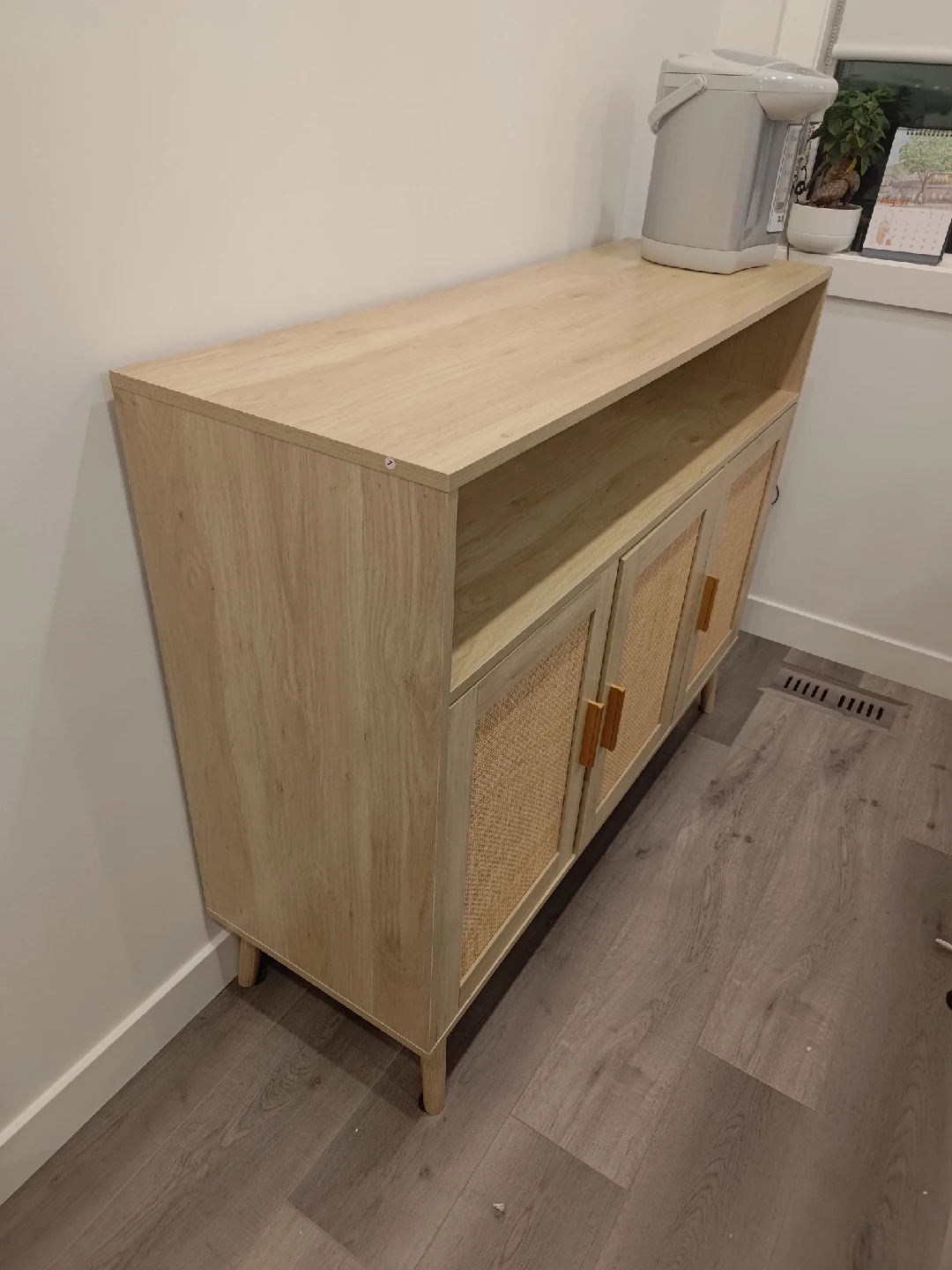 Light Wood Cabinet with Rattan Doors - photo 3