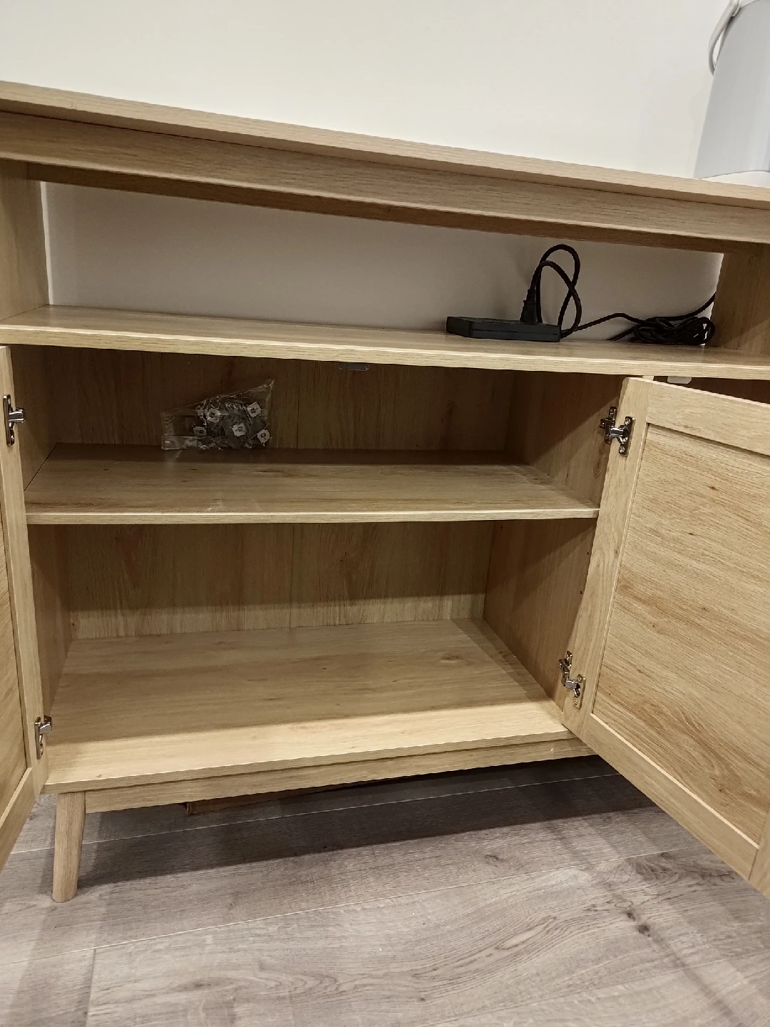 Light Wood Cabinet with Rattan Doors - photo 4