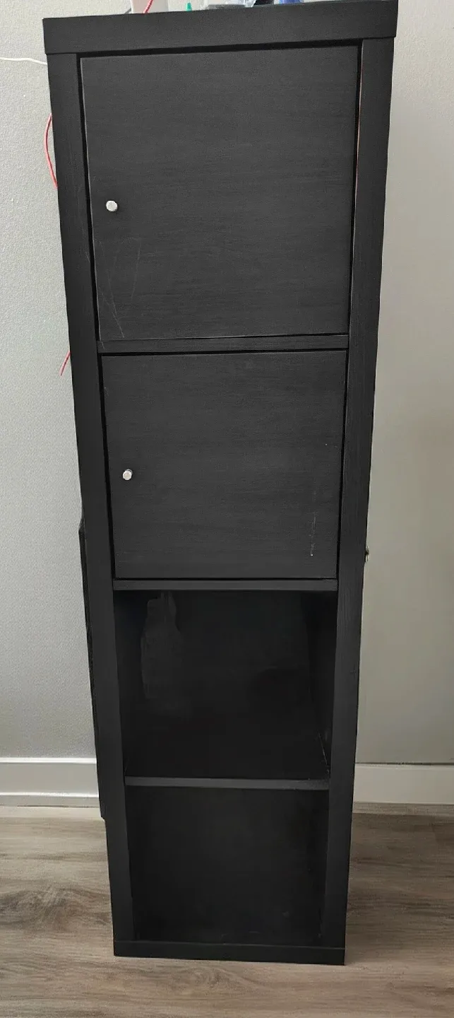 Black Shelving Unit with Doors