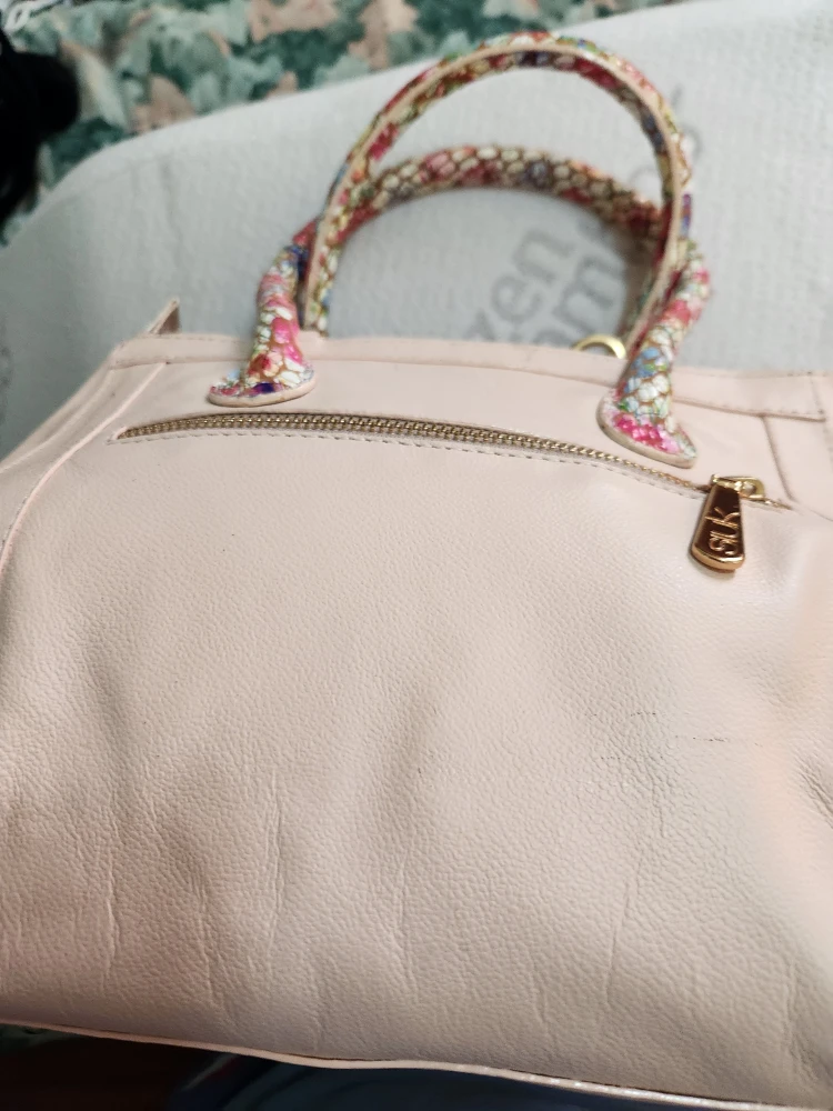 SLUK Pink Leather Floral Handle Handbag - photo 4