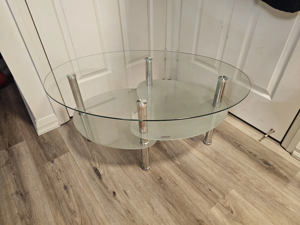Glass Oval Coffee Table with Chrome Legs