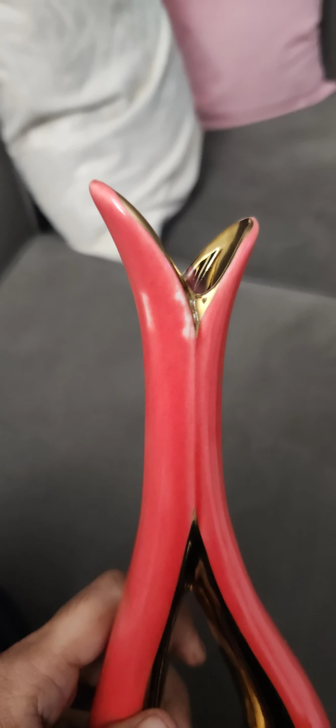 Coral & Gold Decorative Vase - 13 Inches - photo 3