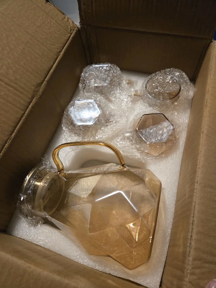 Amber Glass Pitcher & Mug Set - New in Box!