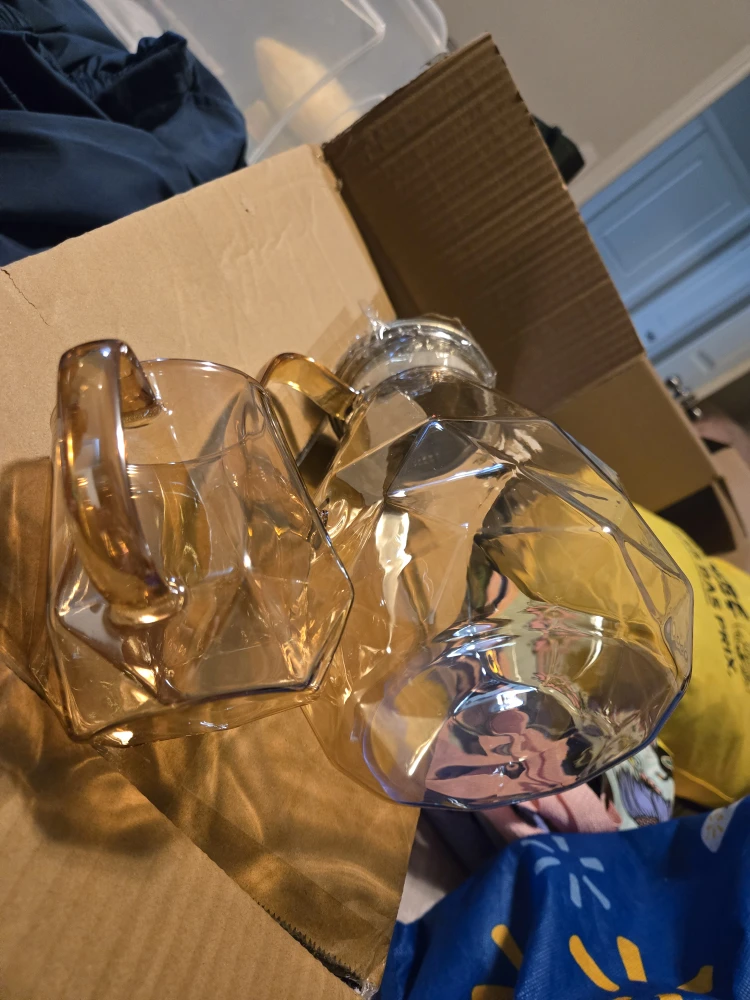 Amber Glass Pitcher & Mug Set - New in Box! - photo 5