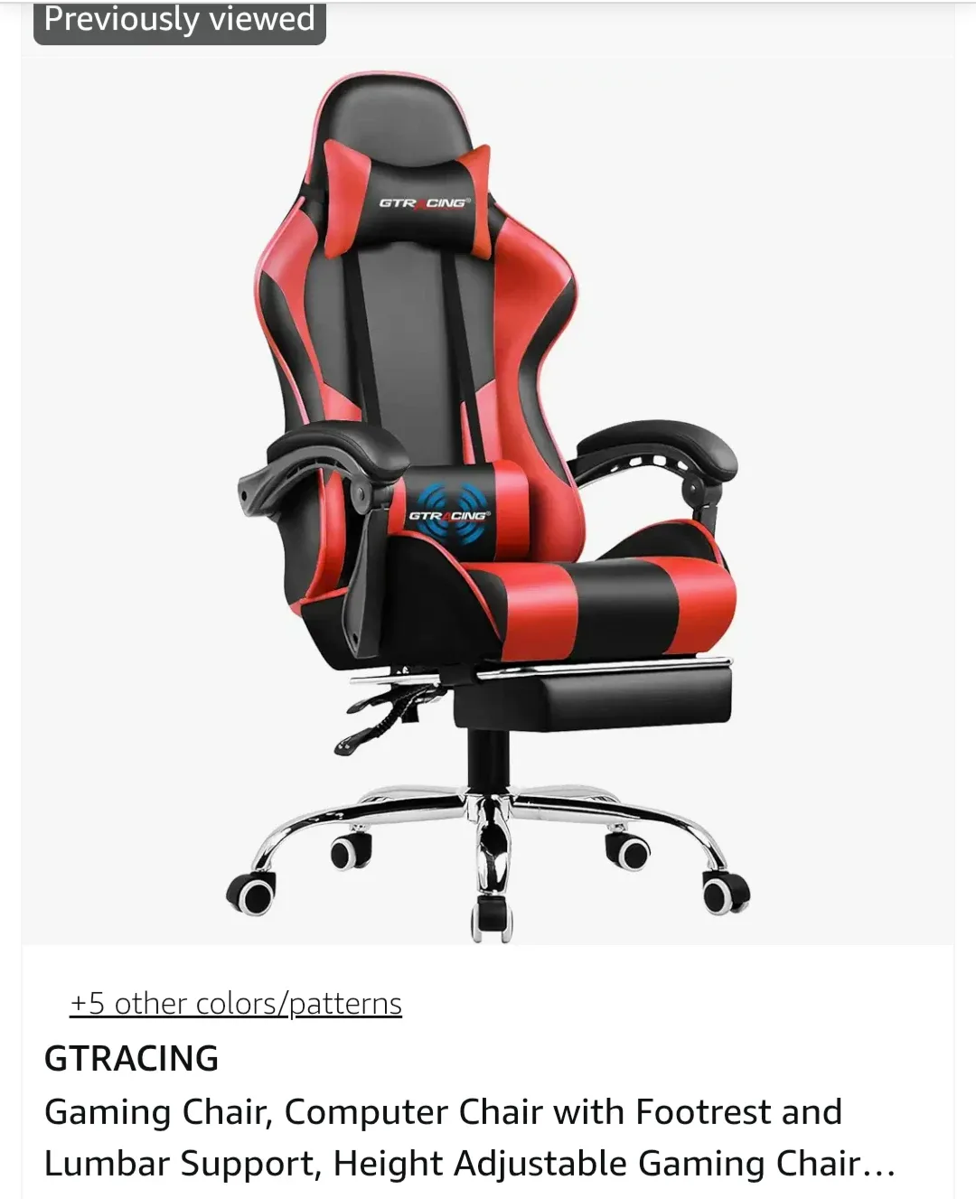 GTRACING Gaming Chair - Red & Black image indicator(2)