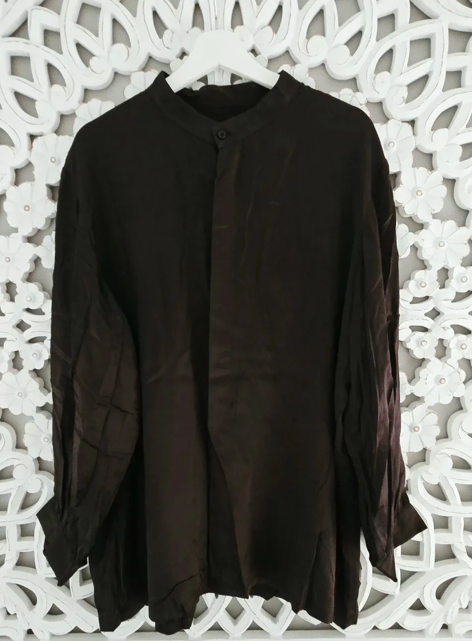 Brown Long Sleeve Silk Shirt