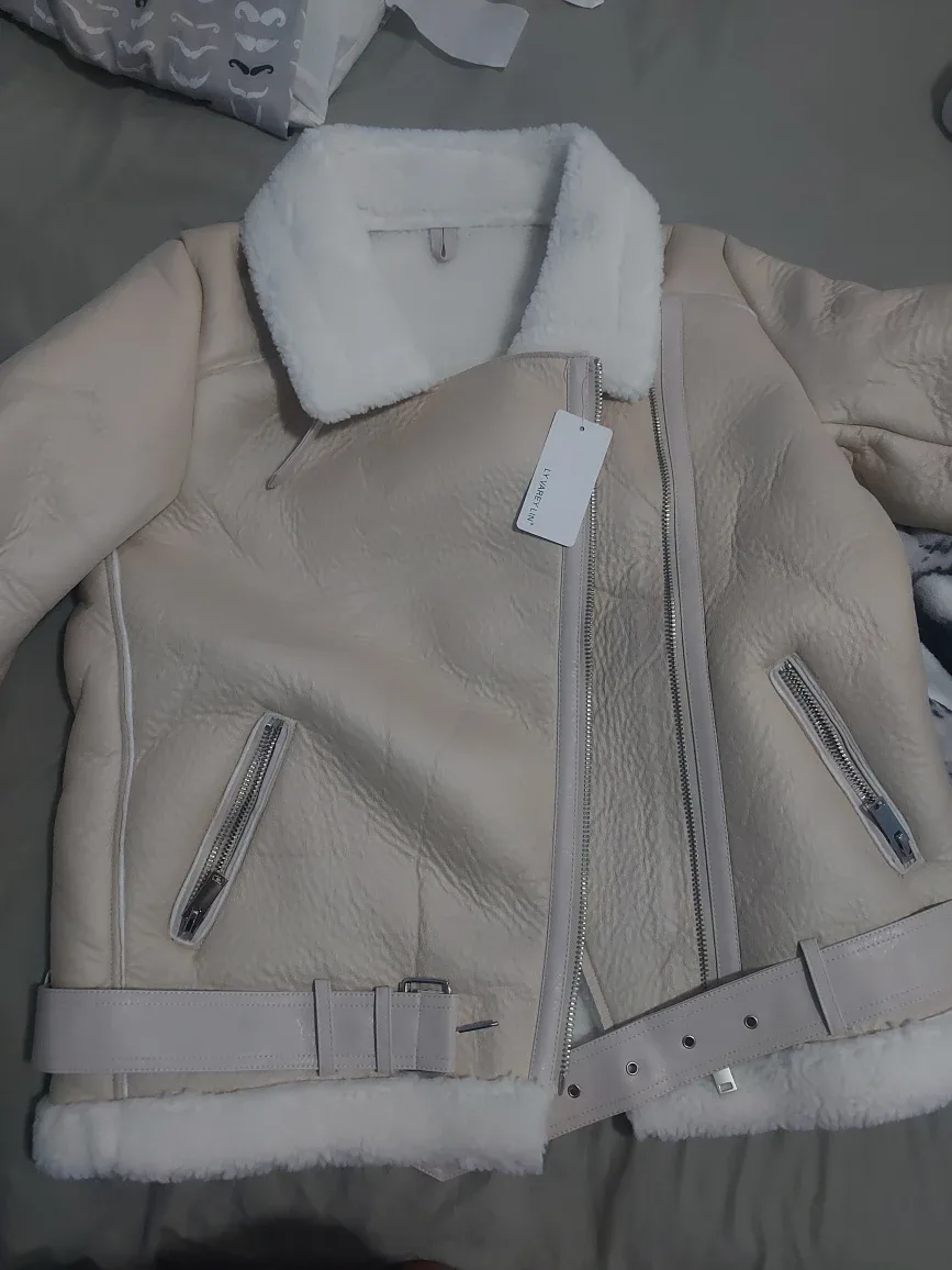 LY VAREY LIN Faux Shearling Moto Jacket - Beige image indicator(2)