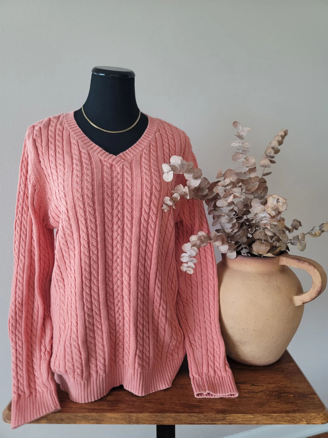 Croft & Barrow Pink Cable Knit Sweater - XL