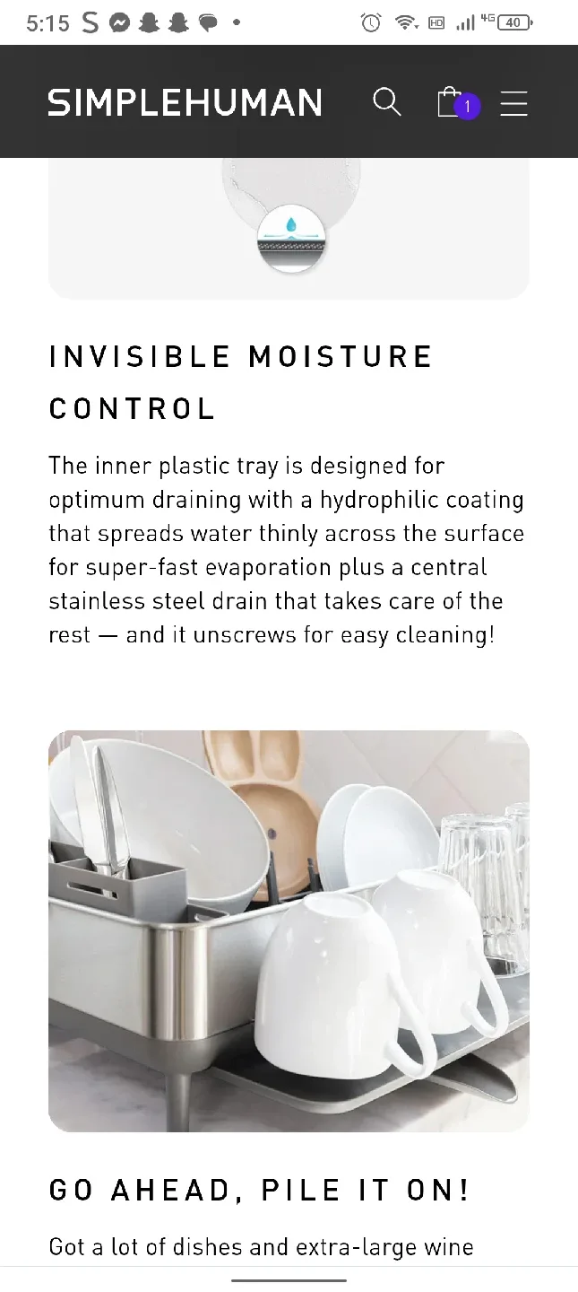 Simplehuman Standard Dish Rack image indicator(8)