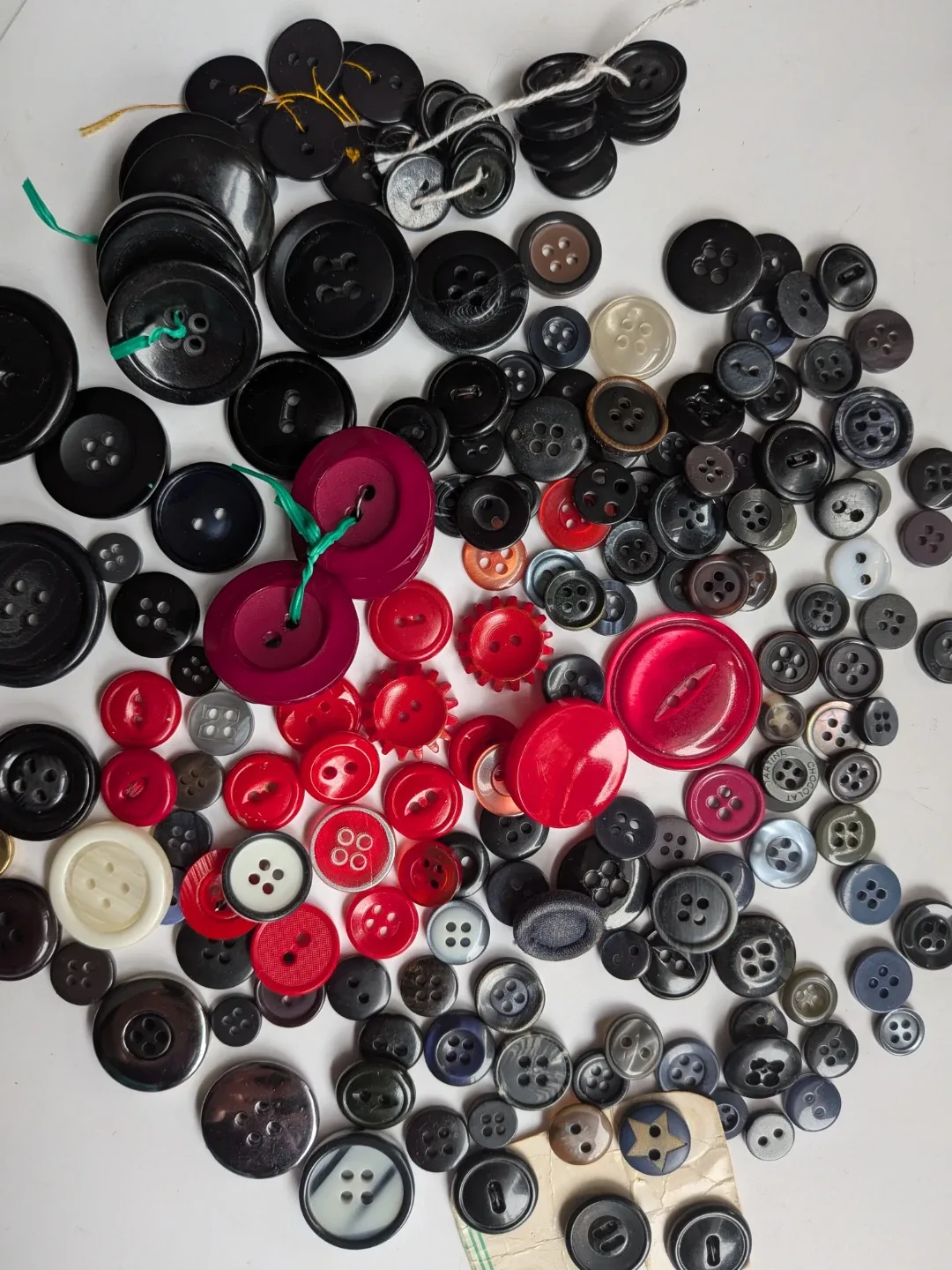 Assorted Vintage Buttons - Black, Red, Grey thumbnail