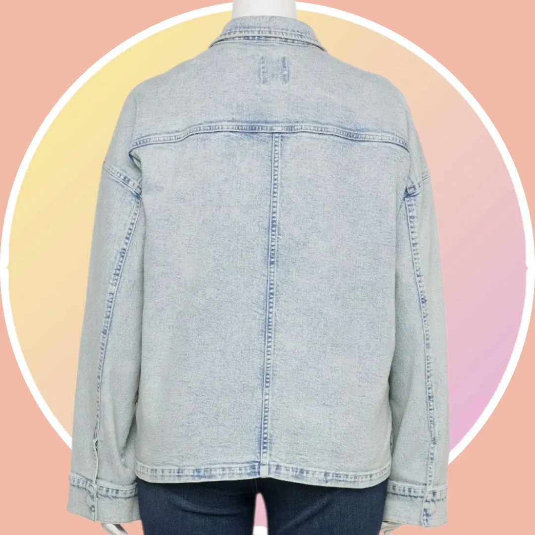 NWT Sz 1XL Plus Size Denim Utility Pocket Oversized Jacket image indicator(8)