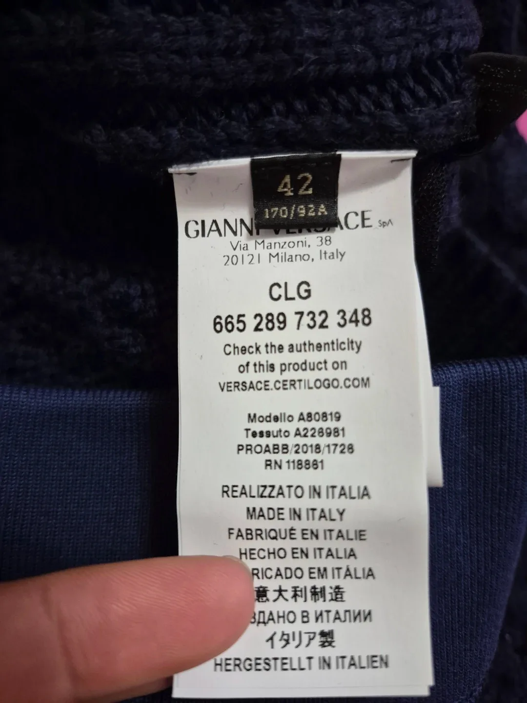 Versace Navy Knit Panel Sweatshirt - Size 42 image indicator(3)