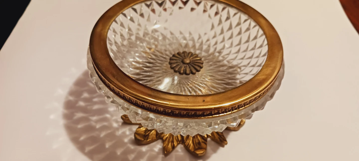 French Depose French Cut Crystal Gold Trim Trinket Tray - photo 4