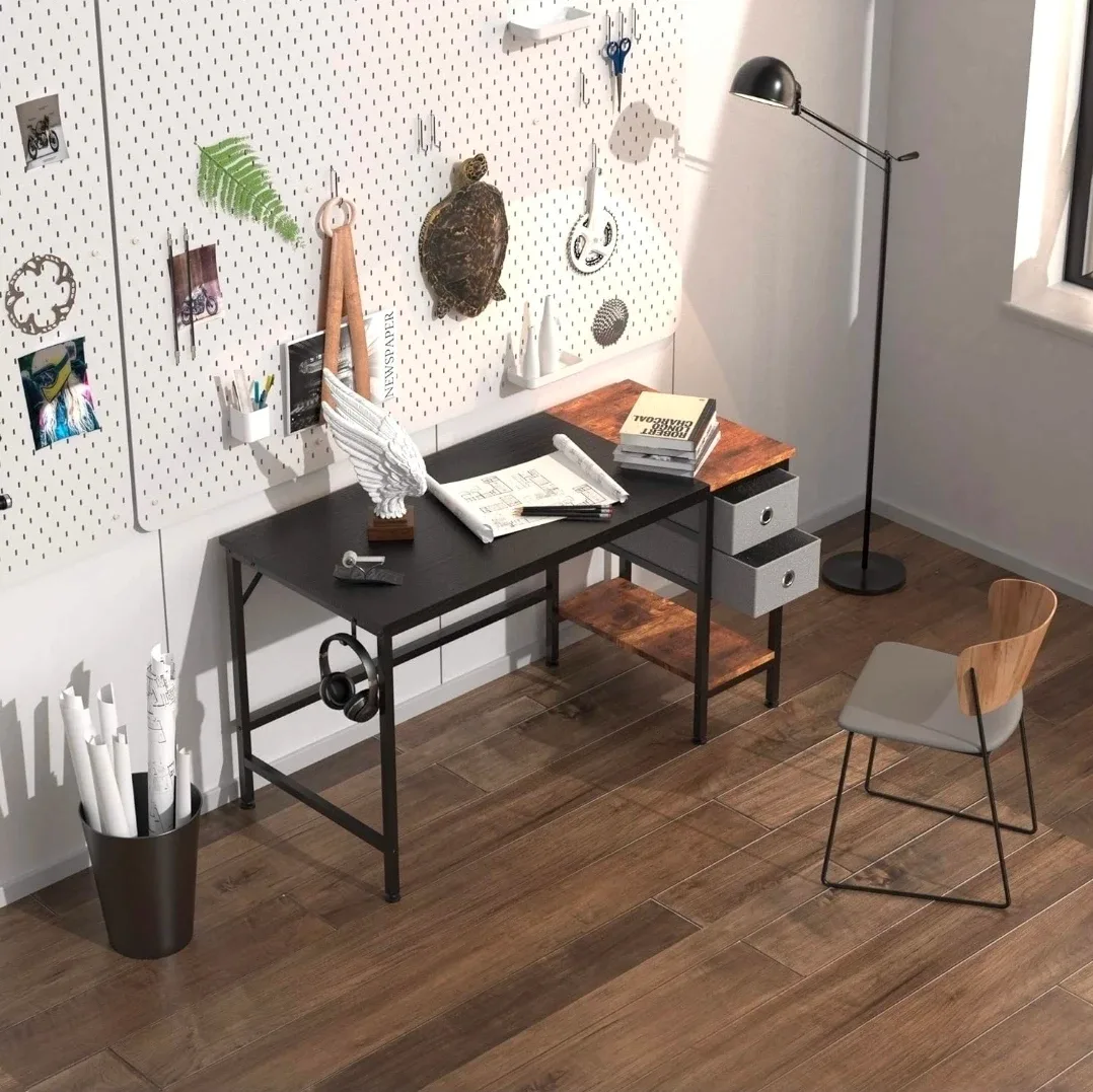 HOMIDEC 47" Black Computer/Office Desk image indicator(7)