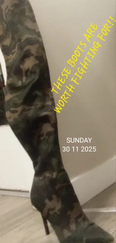 Camouflage Thigh High Heel Boots