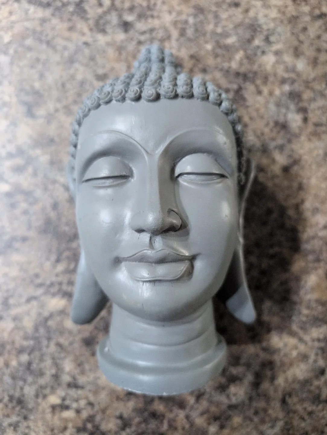 Grey Buddha Head Statue - 8 inch