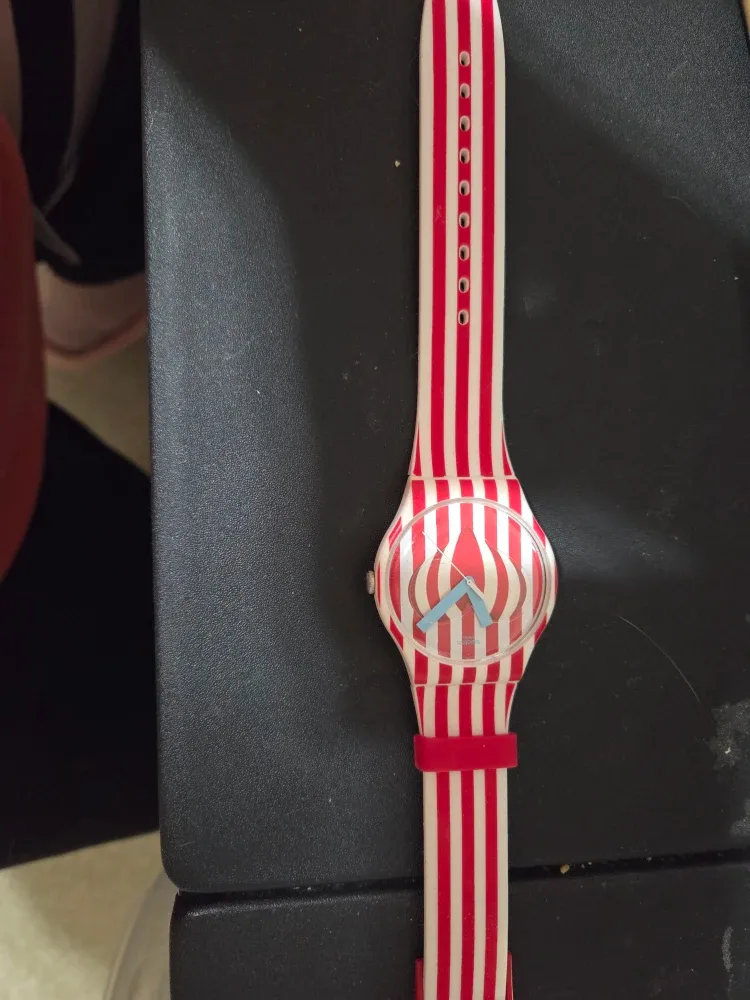 Swatch Watch - Red and White Stripes