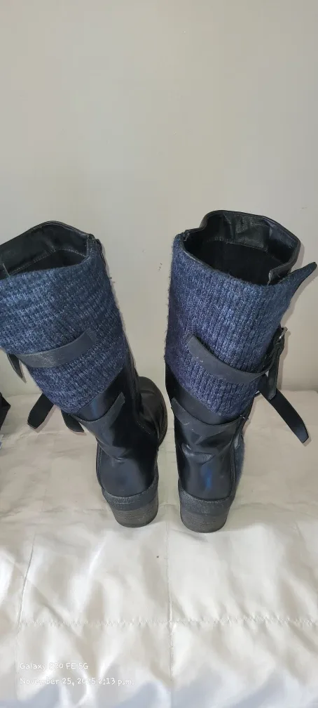 Black Knee-High Boots with Buckle Detail image indicator(4)