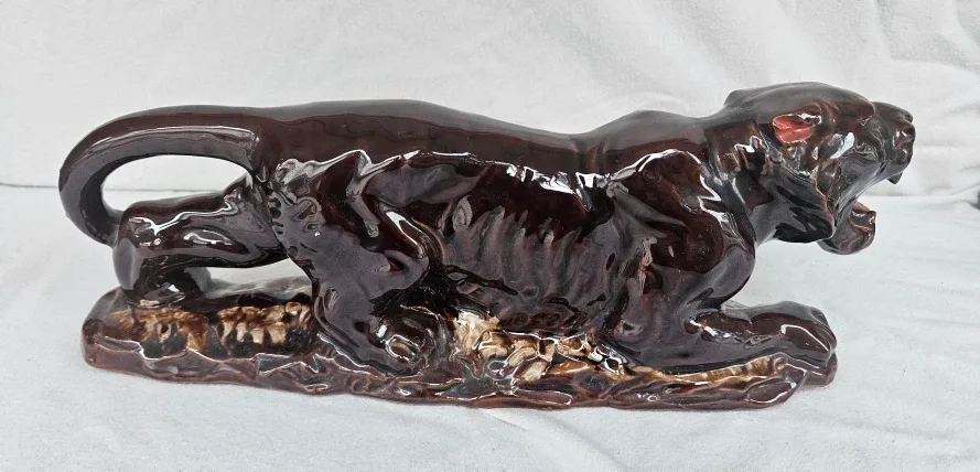 Vintage MCM 14” Ceramic Brown Lion Figure 1970’s Mint