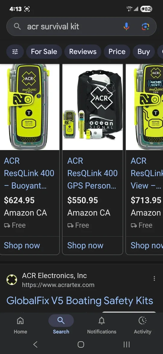 ACR ResQLink View Personal Locator Beacon Survival Kit image indicator(2)