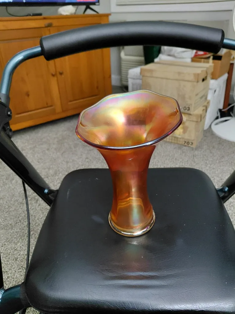 Vintage Marigold Carnival Glass Vase