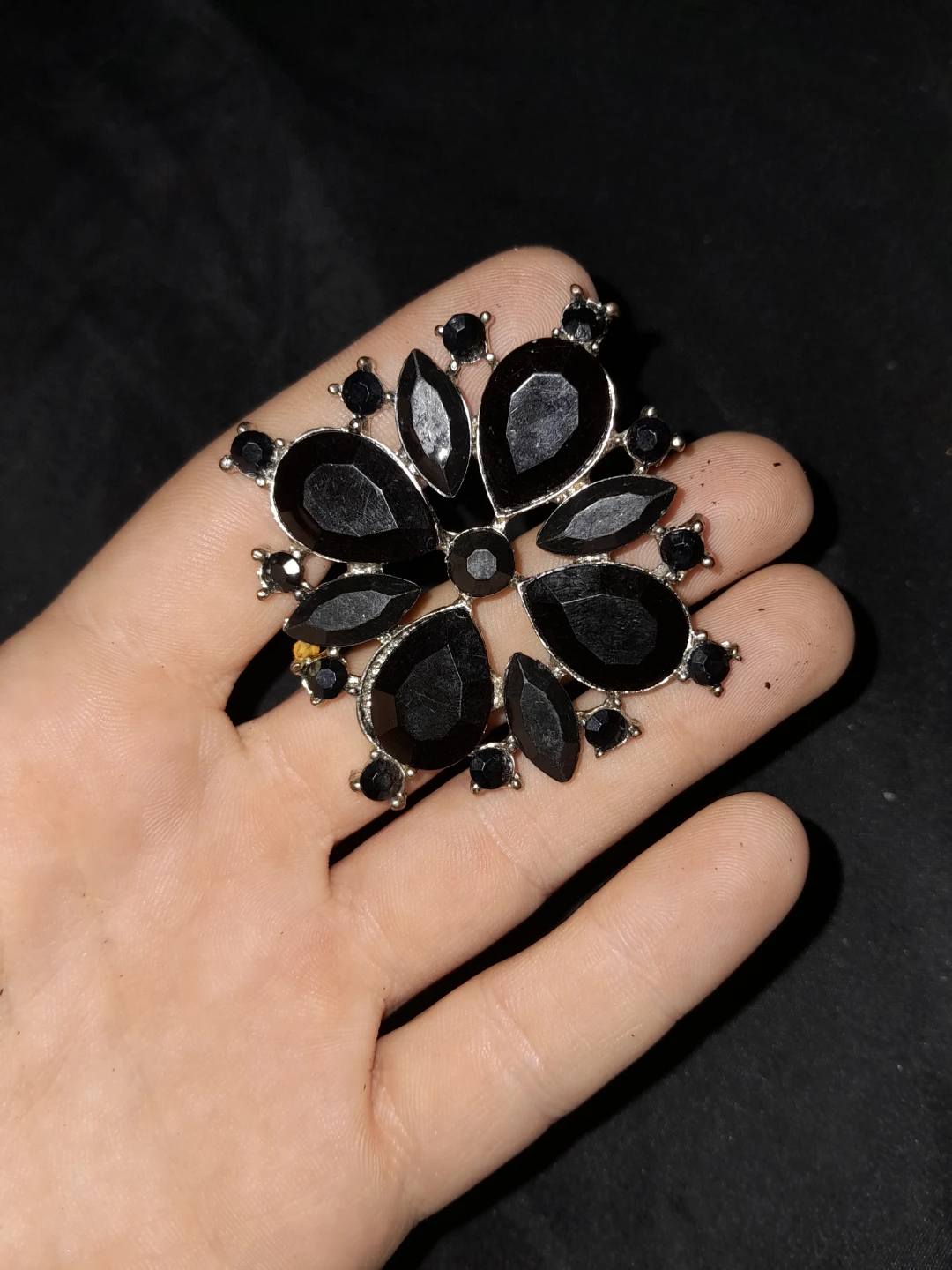 Black Flower Brooch