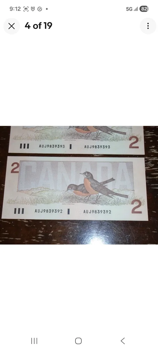 1986 Bank of Canada, Consecutive $2 Bills/AUJ/Crow-Bouey + bonus image indicator(4)