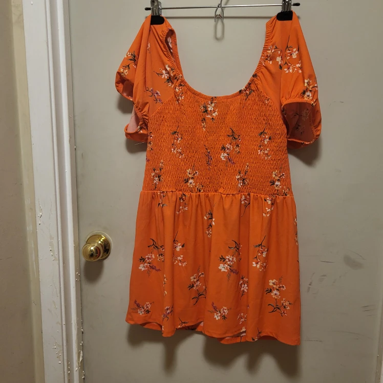 Lily Morgan Orange Floral Dress Top - Size Large - photo 2