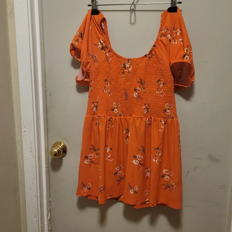 Lily Morgan Orange Floral Dress Top - Size Large image indicator(2)