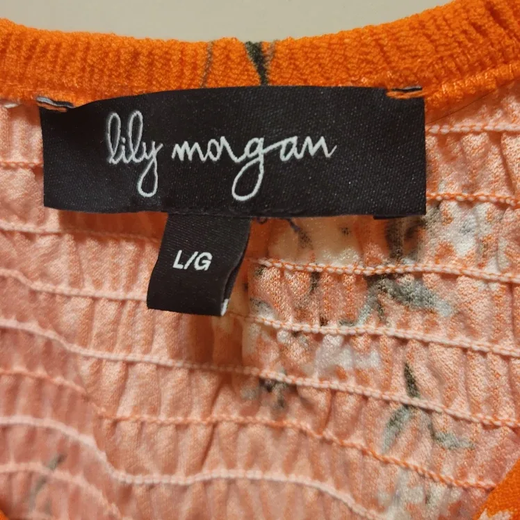 Lily Morgan Orange Floral Dress Top - Size Large image indicator(3)