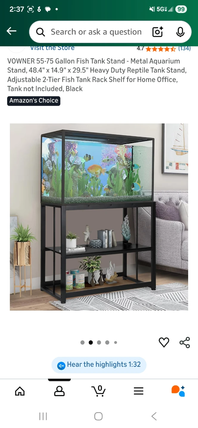VOWNER 55-75 Gallon Fish Tank Stand - Black - photo 2
