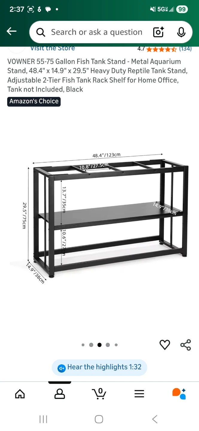 VOWNER 55-75 Gallon Fish Tank Stand - Black - photo 3