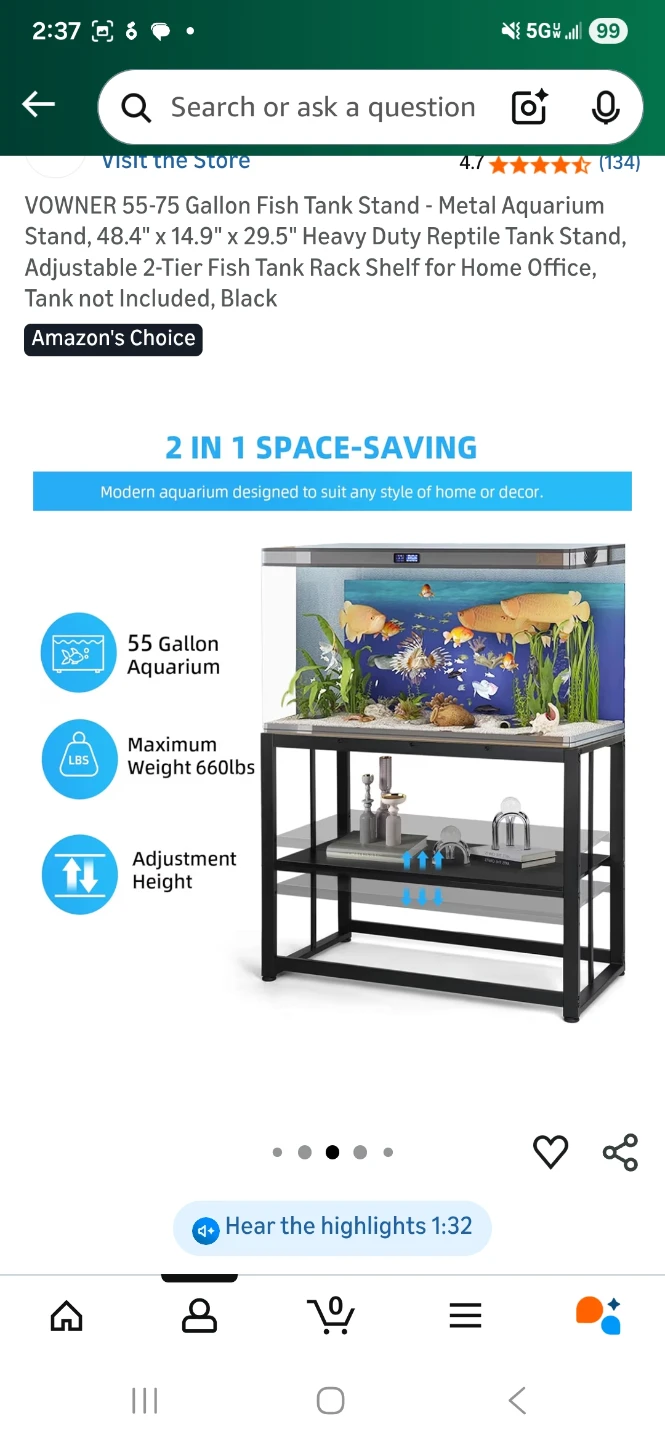VOWNER 55-75 Gallon Fish Tank Stand - Black - photo 4