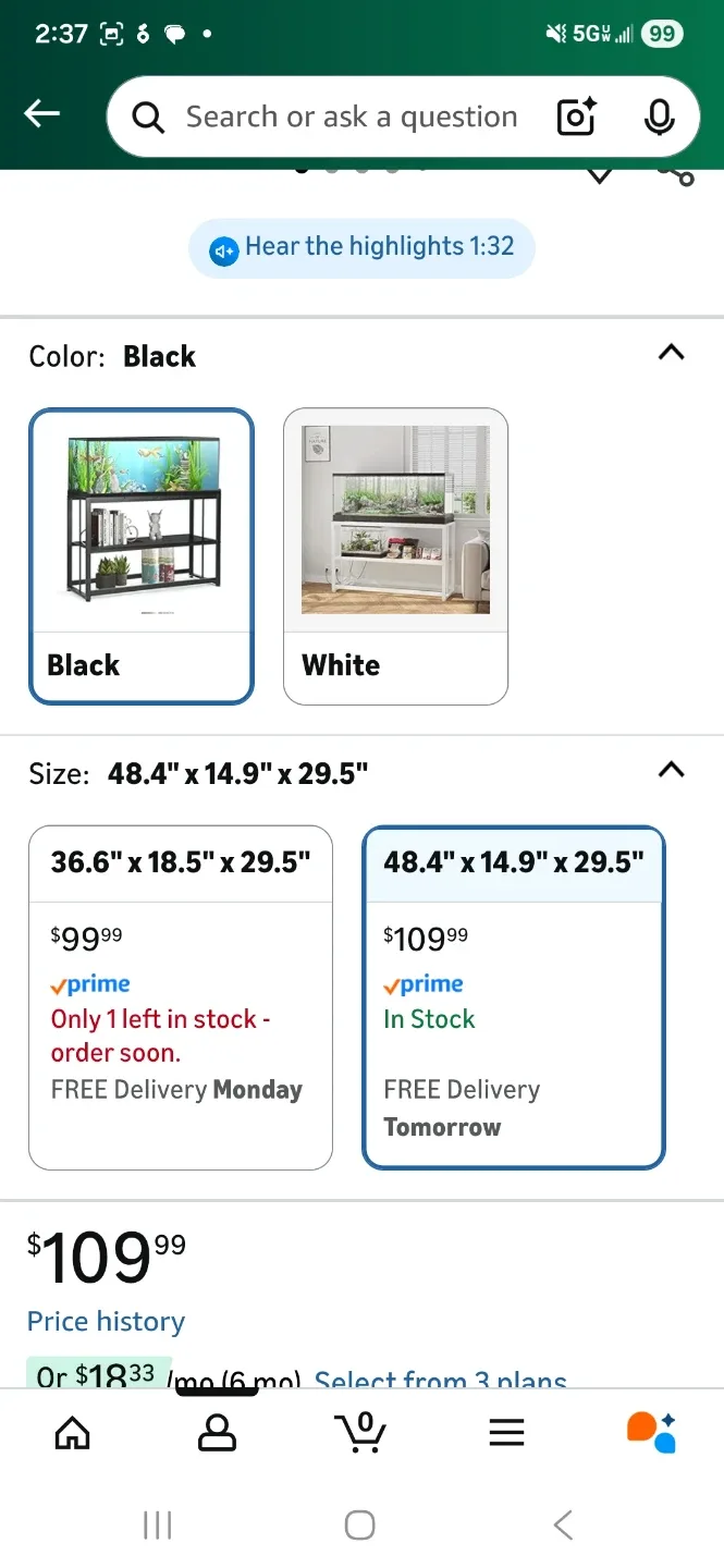 VOWNER 55-75 Gallon Fish Tank Stand - Black image indicator(9)