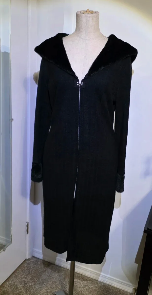 Black Fur Trim Cardigan - Size Small image indicator(6)