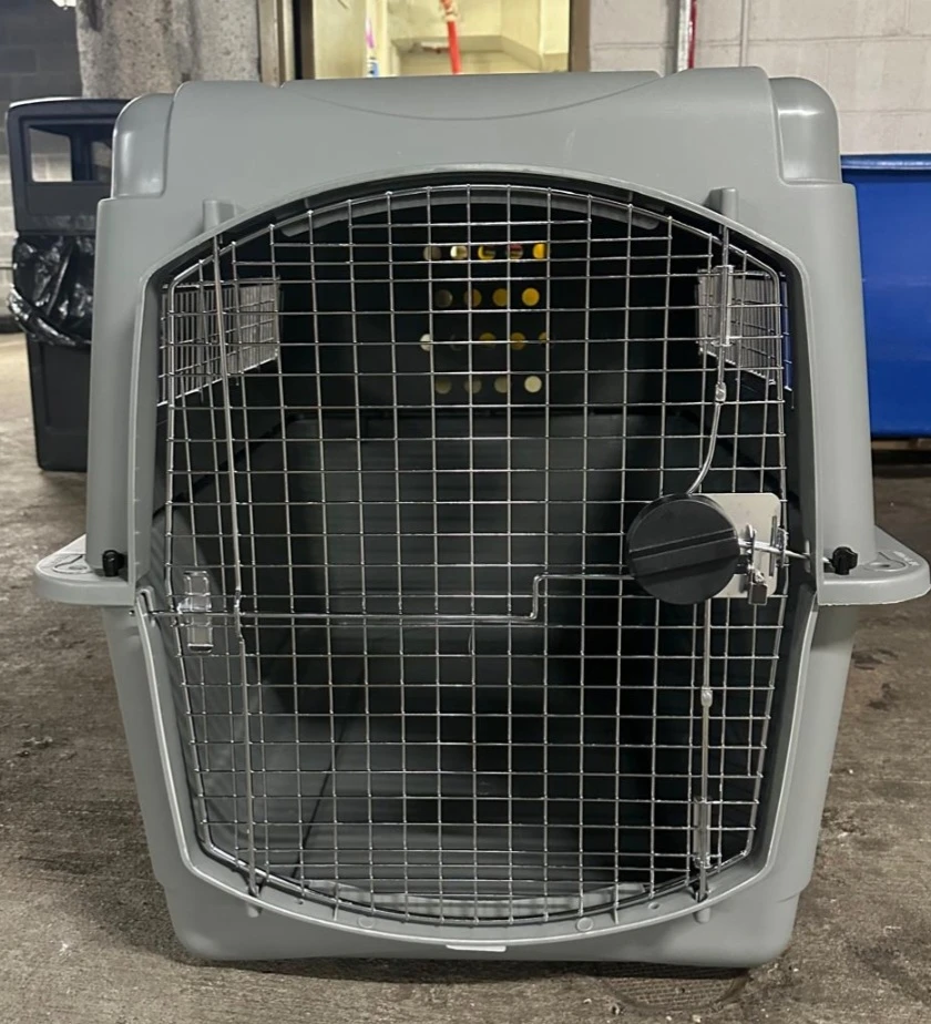 Gray Pet Carrier kennel.