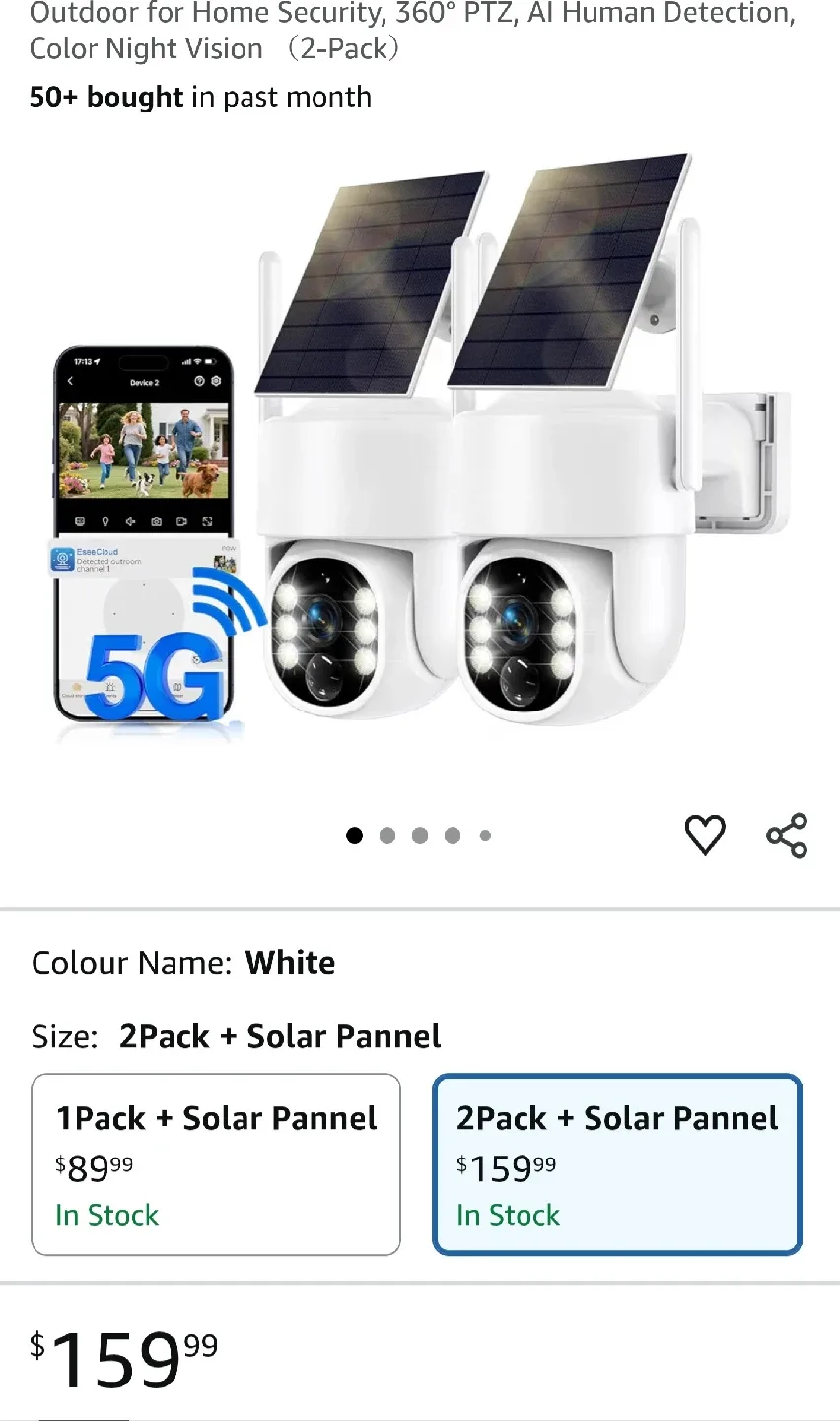 Sehmua Pan Tilt Security Camera - 2 Pack thumbnail