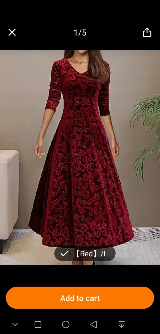Red Velvet Dress - Size L