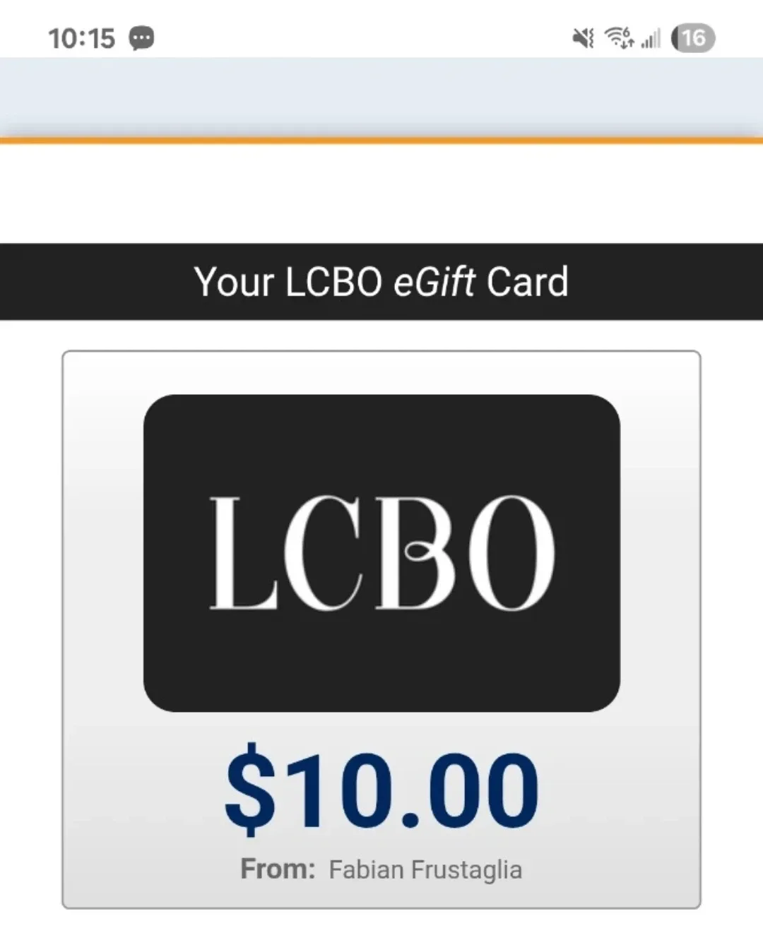 LCBO $10 Giftcard