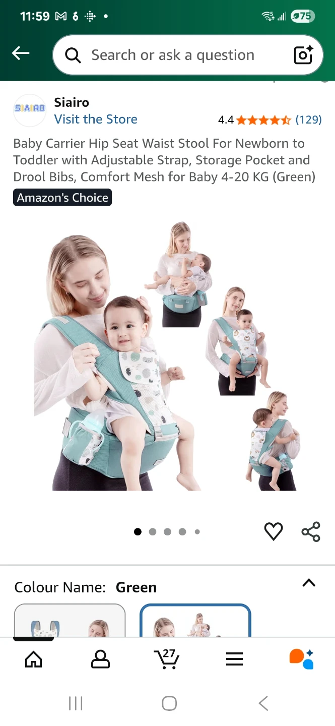 Siairo Baby Carrier Hip Seat - Navy - photo 3